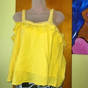 Yellow textured cotton tank top Size L